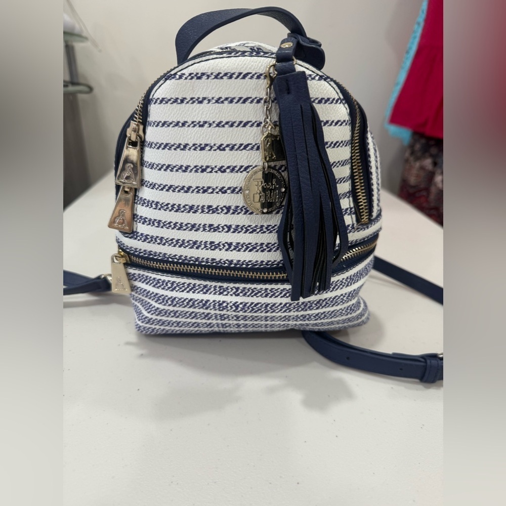 Pash Bag by L'Atelier du Sac White and Blue Mini Backpack